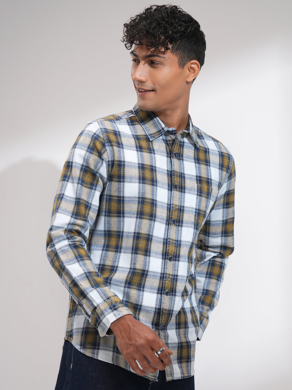 Highlander Men Olive Checked Slim Fit Casual Shirt - Olive - Image 6