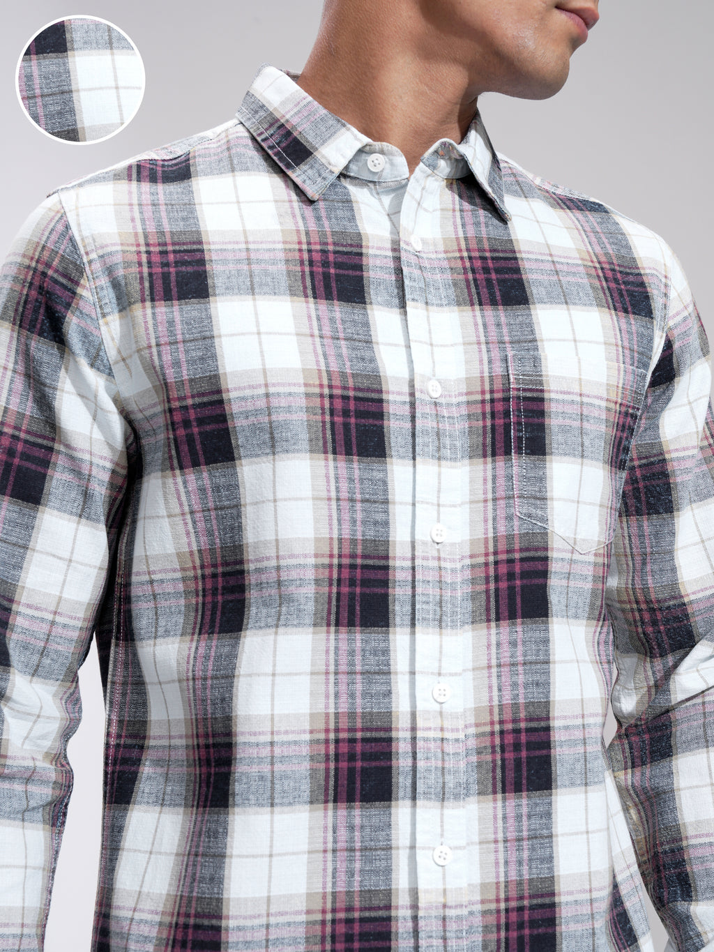 Highlander Men Maroon Checked Slim Fit Casual Shirt - Maroon - Image 5