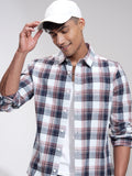 Highlander Men Blue Checked Slim Fit Casual Shirt - Blue - Image 1