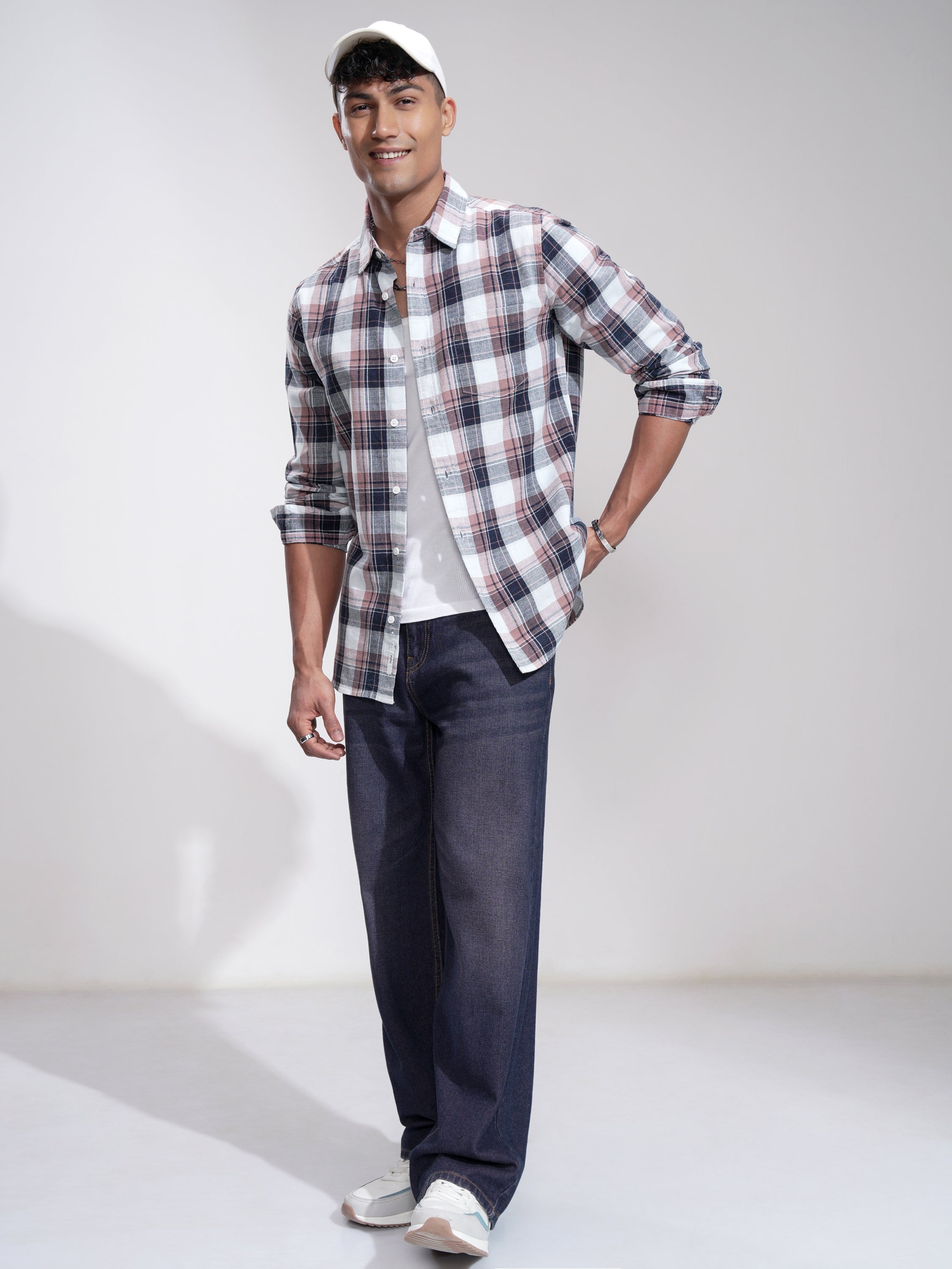 Highlander Men Blue Checked Slim Fit Casual Shirt - Blue - Image 2