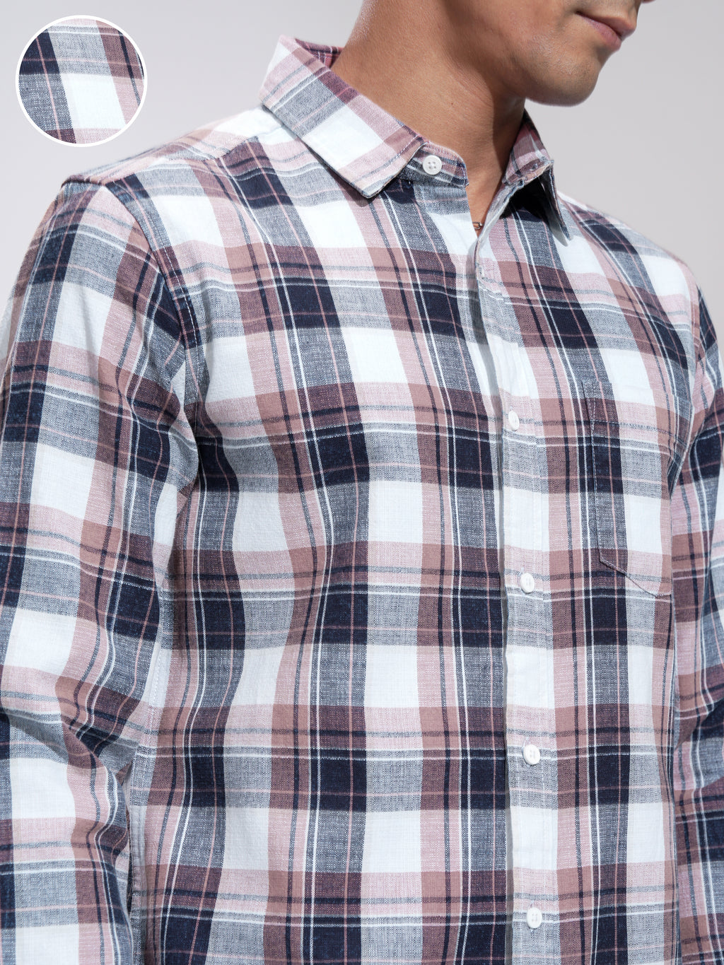 Highlander Men Blue Checked Slim Fit Casual Shirt - Blue - Image 5