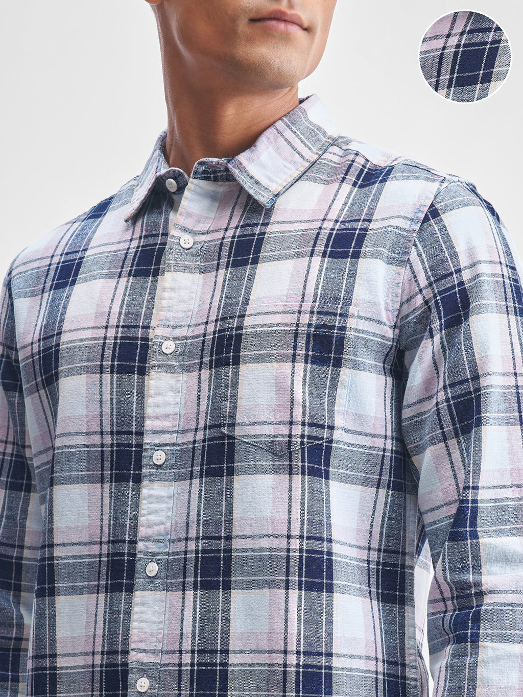 Highlander Men Blue Checked Slim Fit Casual Shirt - Blue - Image 5