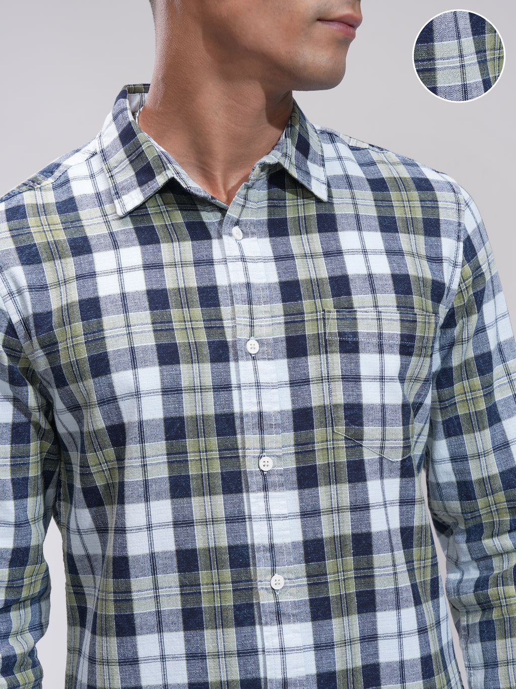 Highlander Men Green Checked Slim Fit Casual Shirt - Green - Image 5