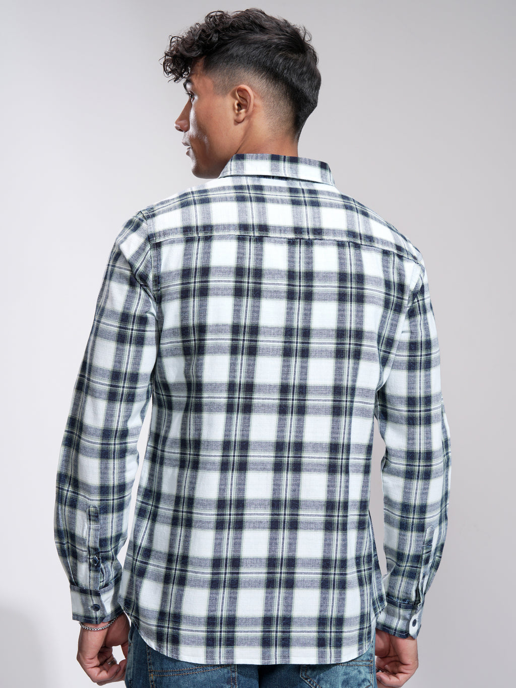 Highlander Men Green Checked Slim Fit Casual Shirt - Green - Image 3