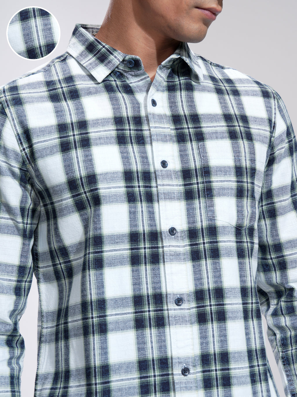 Highlander Men Green Checked Slim Fit Casual Shirt - Green - Image 5