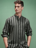Highlander Men Olive Striped Relaxed Fit Casual Shirt - Olive - Image 1