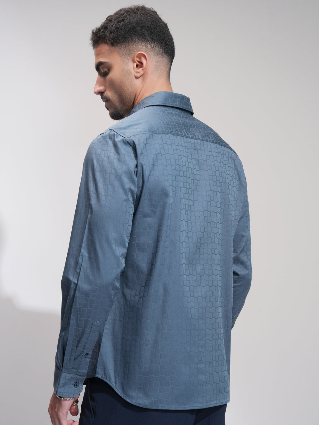 Highlander Men Blue Checked Slim Fit Casual Shirt - Blue - Image 3