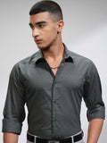 Highlander Men Charcoal Textured Slim Fit Casual Shirt - Charcoal - Image 1