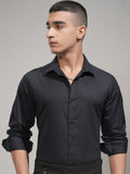 Highlander Men Navy Blue Self Design Slim Fit Casual Shirt - Navy Blue - Image 1