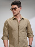 Highlander Men Beige Self Design Slim Fit Casual Shirt - Beige - Image 1