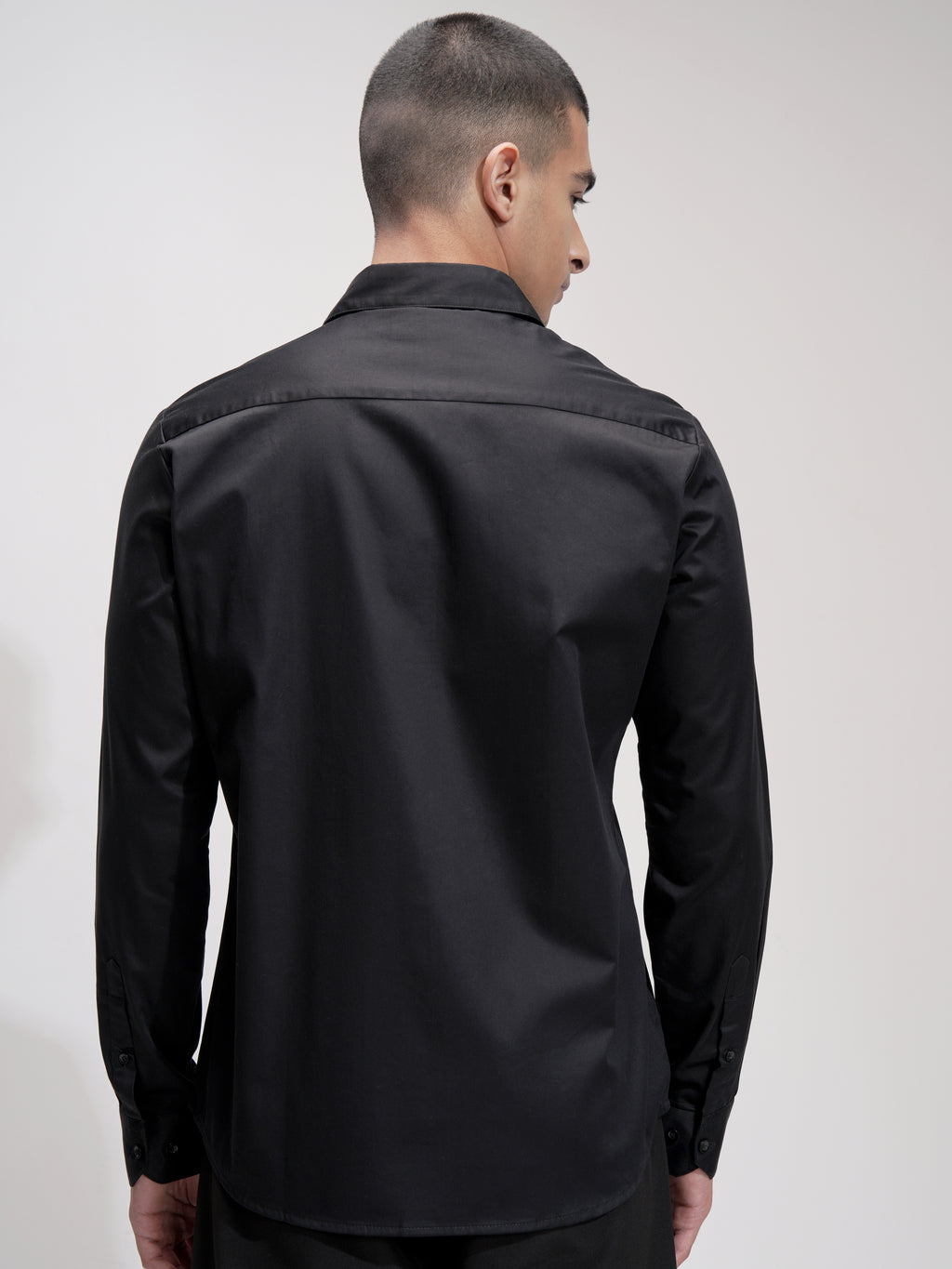 Highlander Men Black Self Design Slim Fit Casual Shirt - Black - Image 3