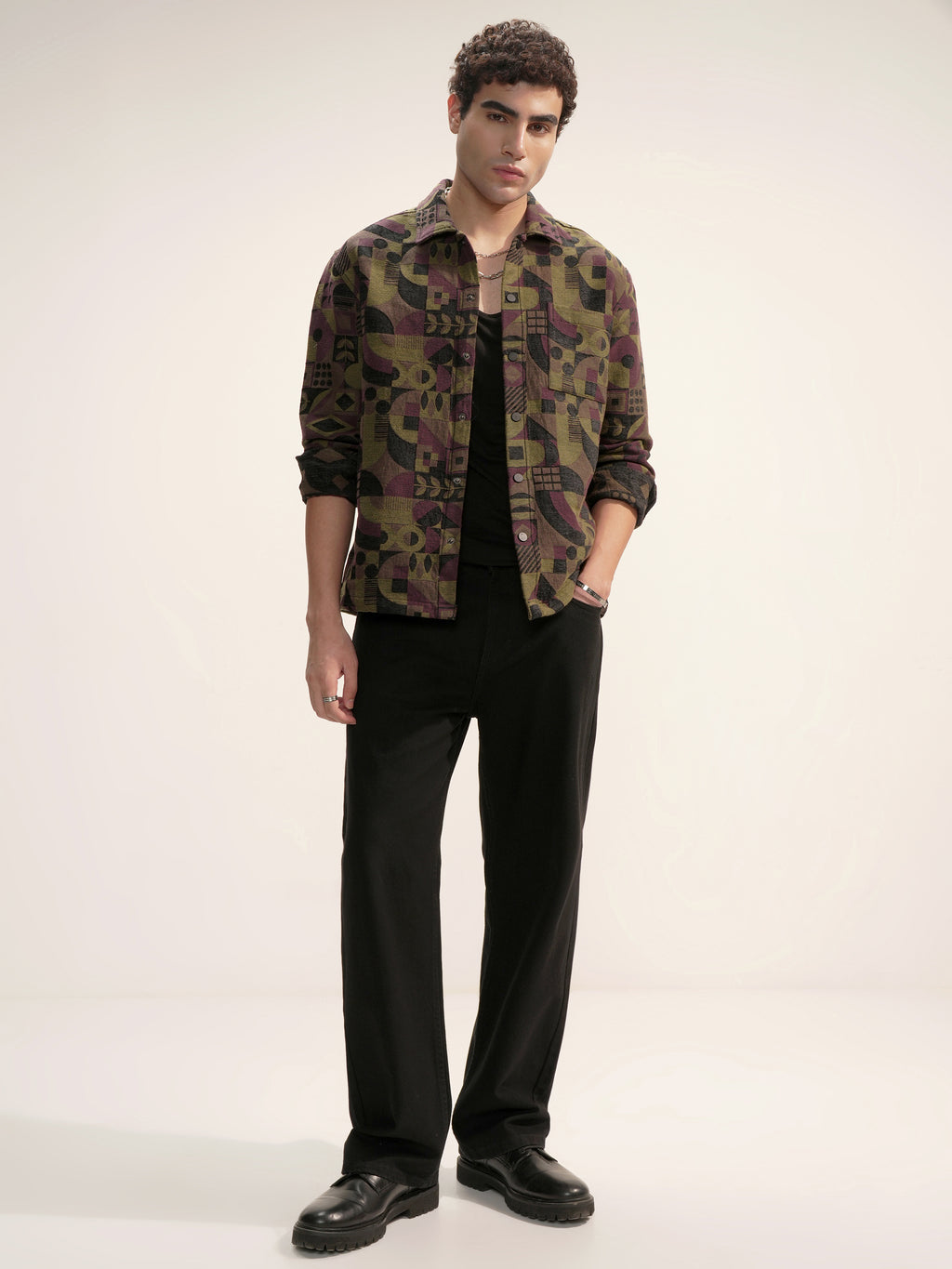 Highlander Men Olive Printed Relaxed Fit Casual Shirt - Olive - Image 2