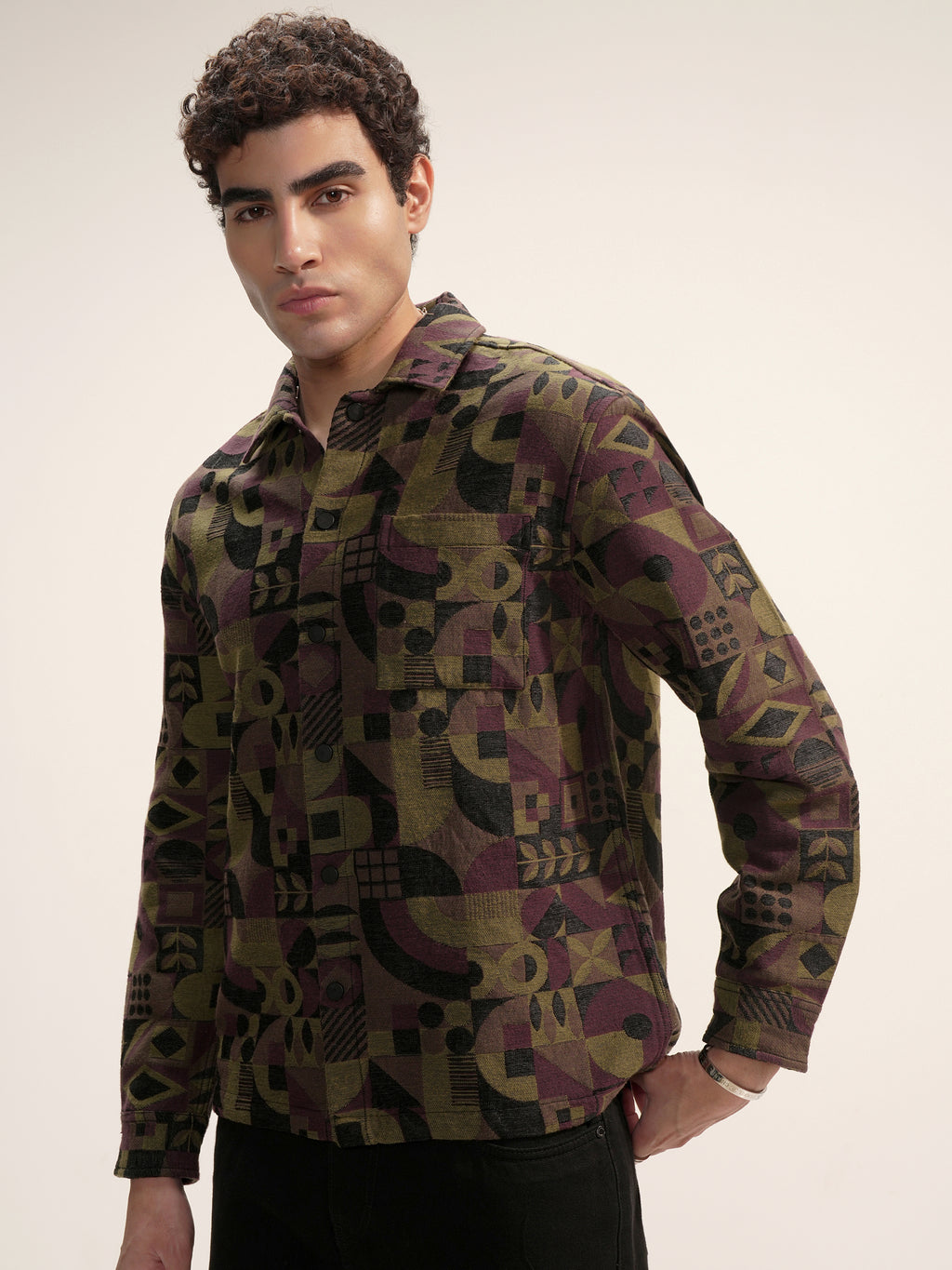 Highlander Men Olive Printed Relaxed Fit Casual Shirt - Olive - Image 4