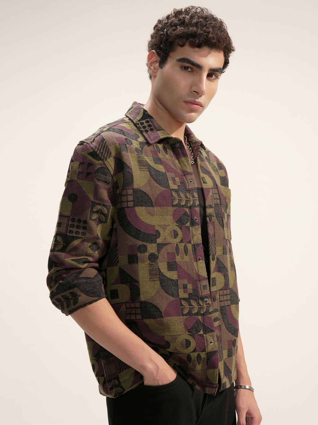 Highlander Men Olive Printed Relaxed Fit Casual Shirt - Olive - Image 6