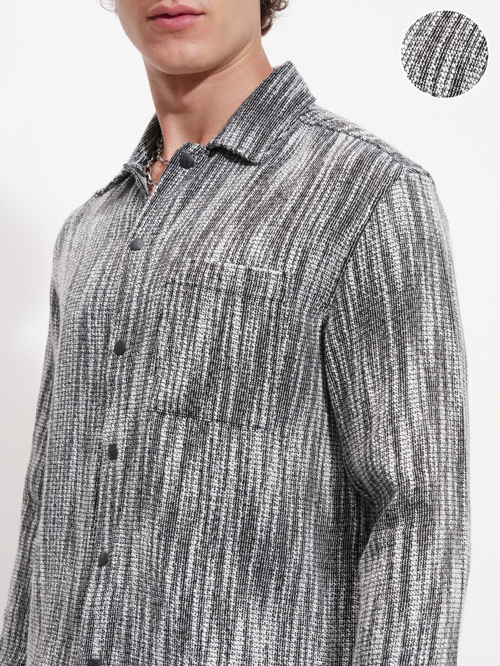 Highlander Men Black Self Design Relaxed Fit Casual Shirt - Black - Image 5