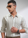 Highlander Men White Striped Slim Fit Casual Shirt - White - Image 1