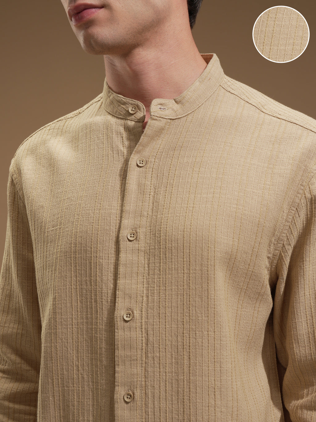 Highlander Men Beige Striped Relaxed Fit Casual Shirt - Beige - Image 5