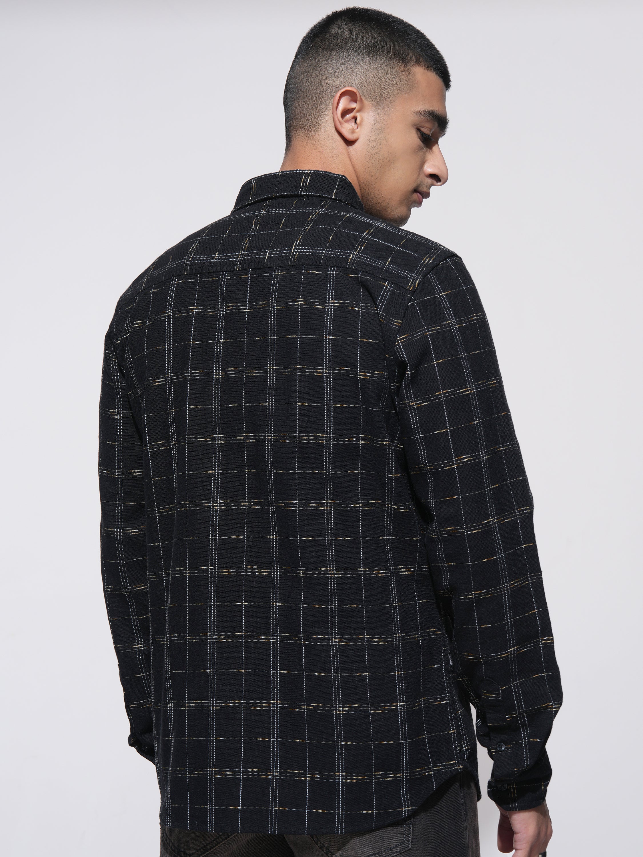 Highlander Men Black Checked Slim Fit Casual Shirt - Black - Image 3