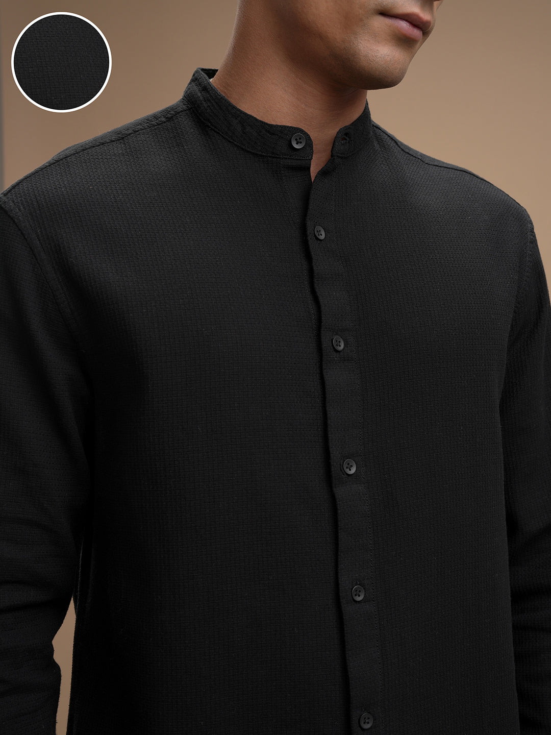 Highlander Men Black Solid Relaxed Fit Casual Shirt - Black - Image 5