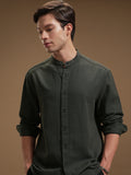 Highlander Men Green Self Design Relaxed Fit Casual Shirt - Green - Image 1