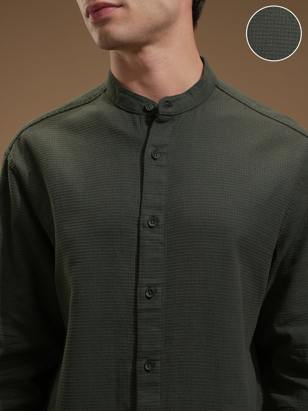 Highlander Men Green Self Design Relaxed Fit Casual Shirt - Green - Image 5
