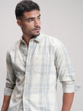 Highlander Men Off White Checked Slim Fit Casual Shirt - Off White - Image 1