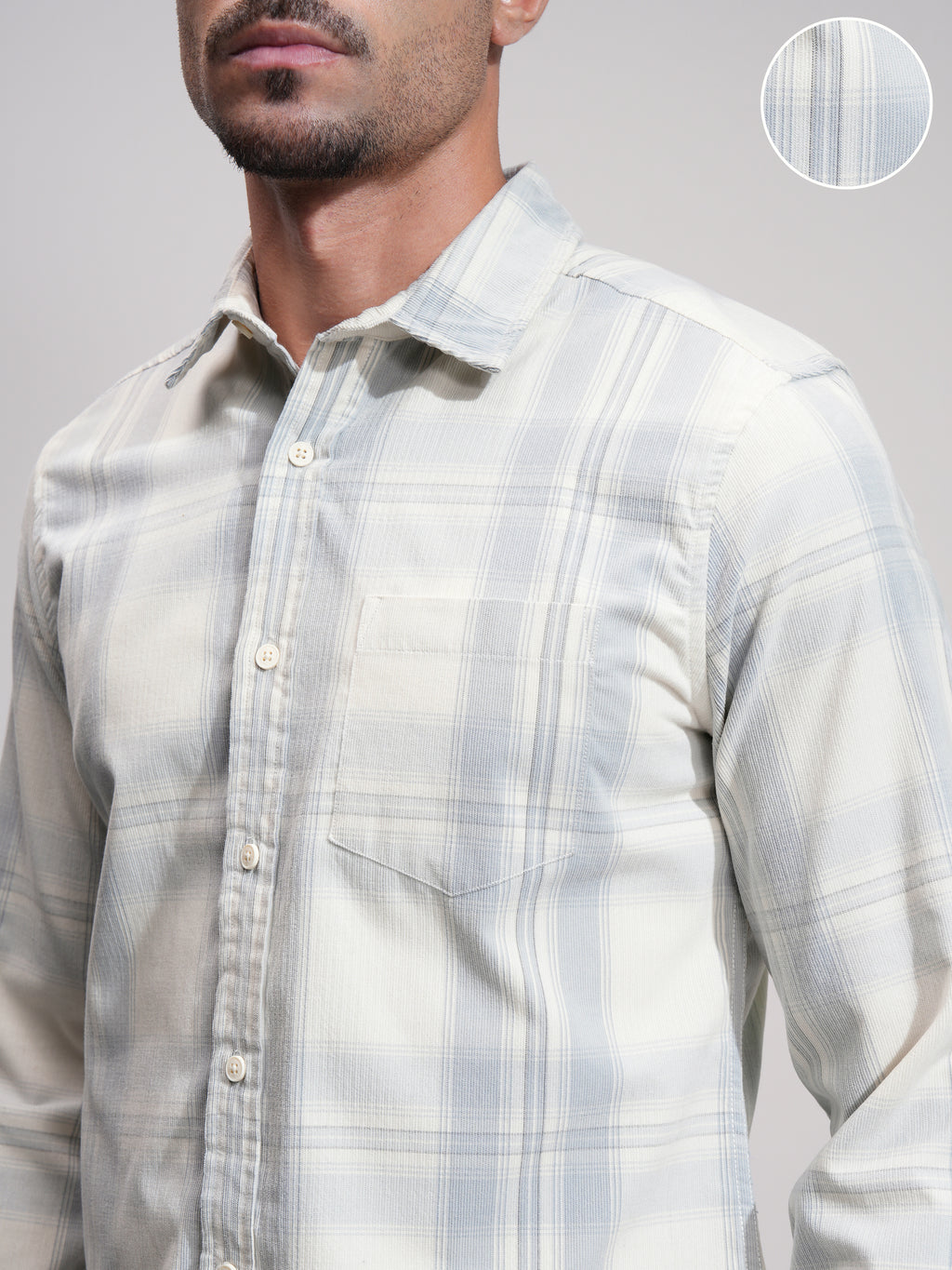 Highlander Men Off White Checked Slim Fit Casual Shirt - Off White - Image 5