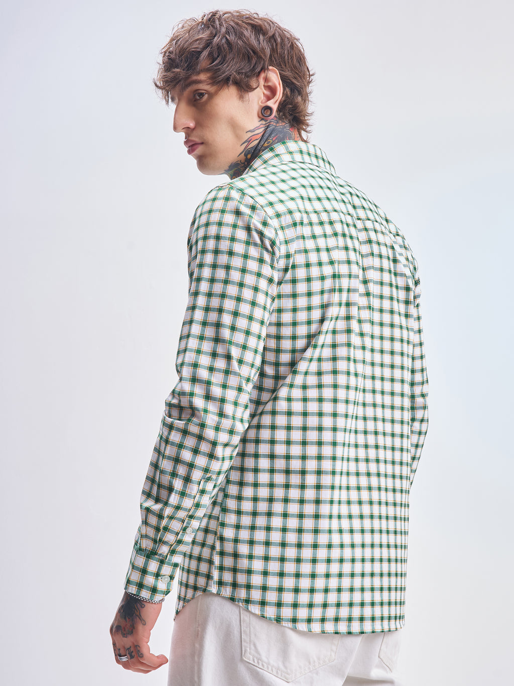 Highlander Men White Checked Slim Fit Casual Shirt - White - Image 3