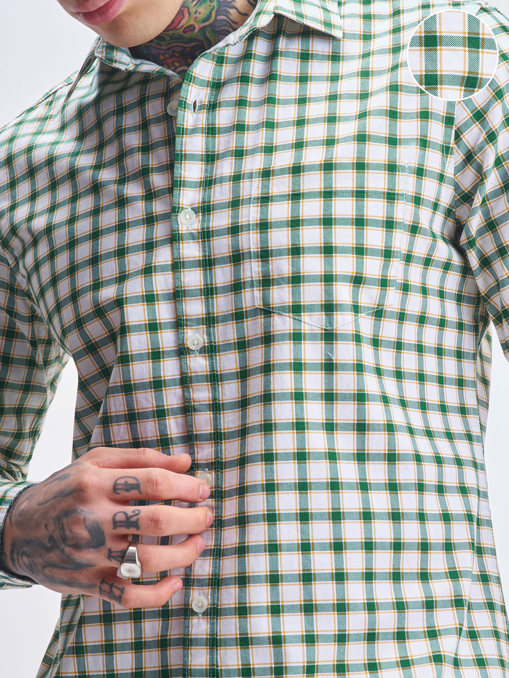 Highlander Men White Checked Slim Fit Casual Shirt - White - Image 5