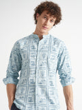 Highlander Men Blue Printed Relaxed Fit Casual Shirt - Blue - Image 1