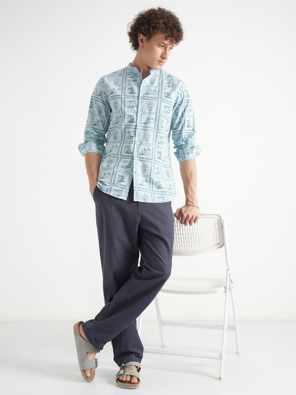 Highlander Men Blue Printed Relaxed Fit Casual Shirt - Blue - Image 2