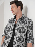 Highlander Men Grey Printed Relaxed Fit Casual Shirt - Grey - Image 1