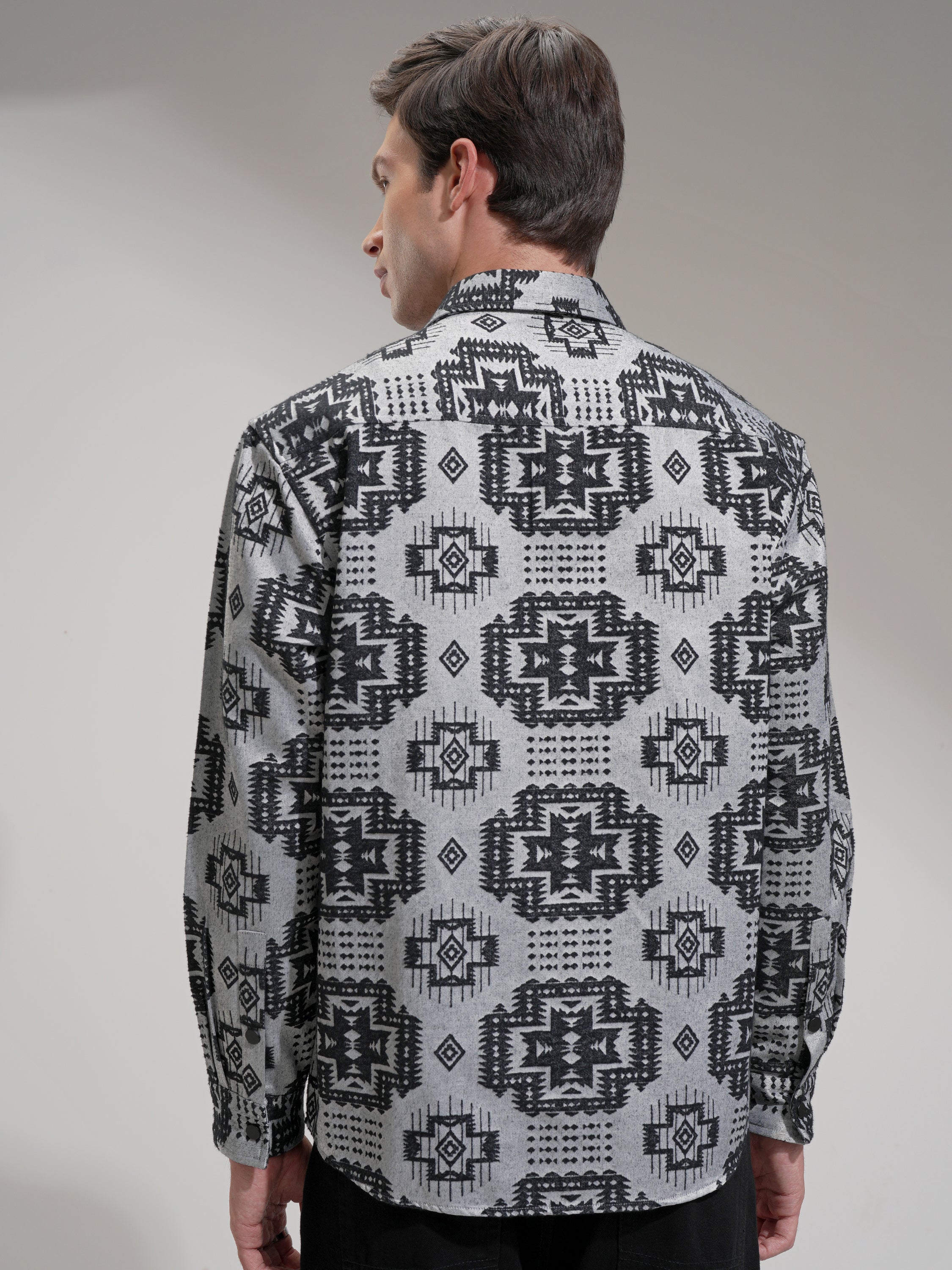 Highlander Men Grey Printed Relaxed Fit Casual Shirt - Grey - Image 3