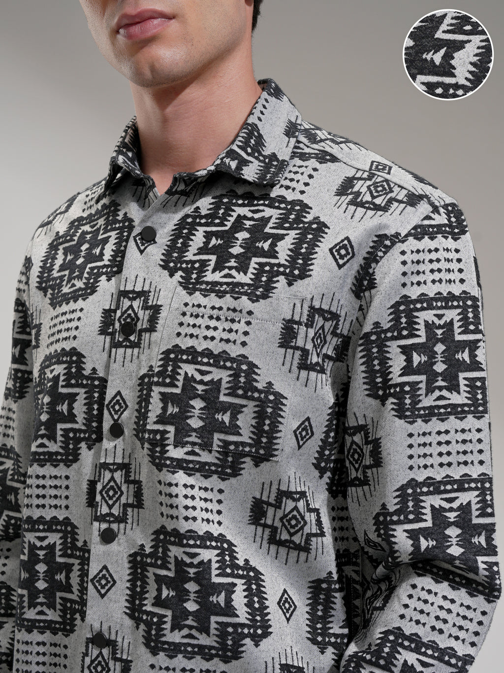Highlander Men Grey Printed Relaxed Fit Casual Shirt - Grey - Image 5