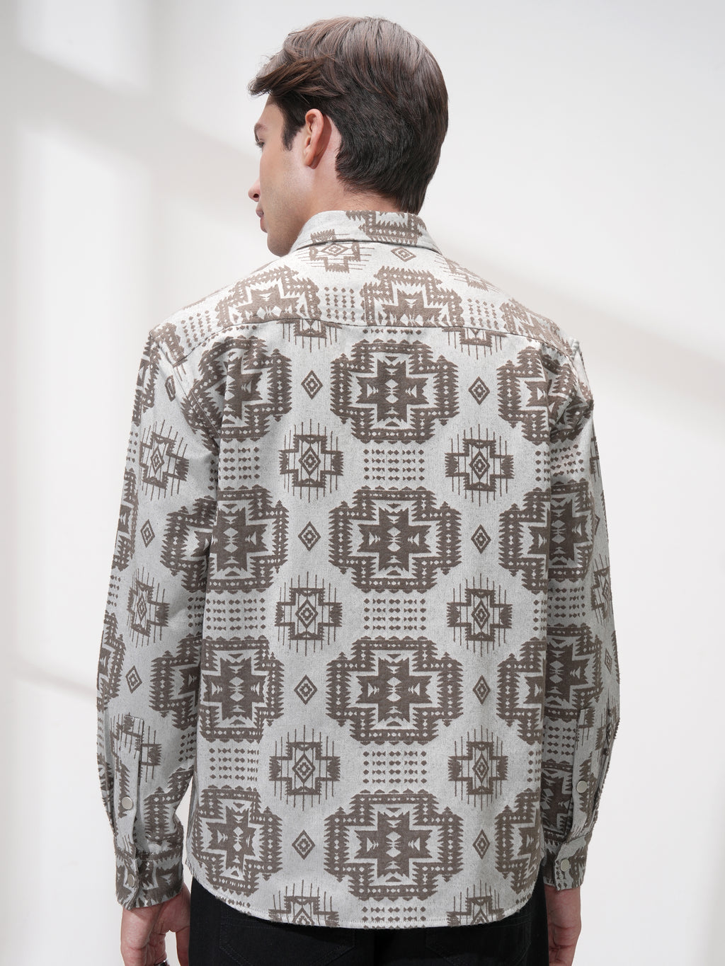 Highlander Men Grey Printed Relaxed Fit Casual Shirt - Grey - Image 3