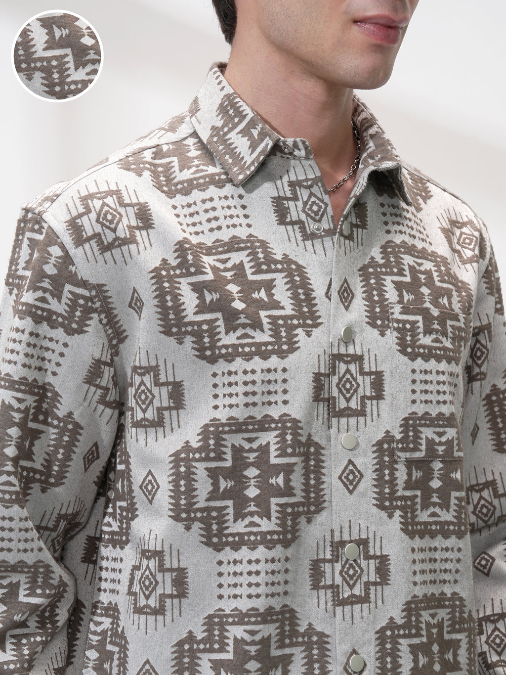 Highlander Men Grey Printed Relaxed Fit Casual Shirt - Grey - Image 5
