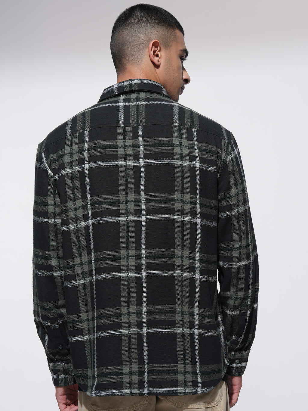 Highlander Men Black Checked Relaxed Fit Casual Shirt - Black - Image 3