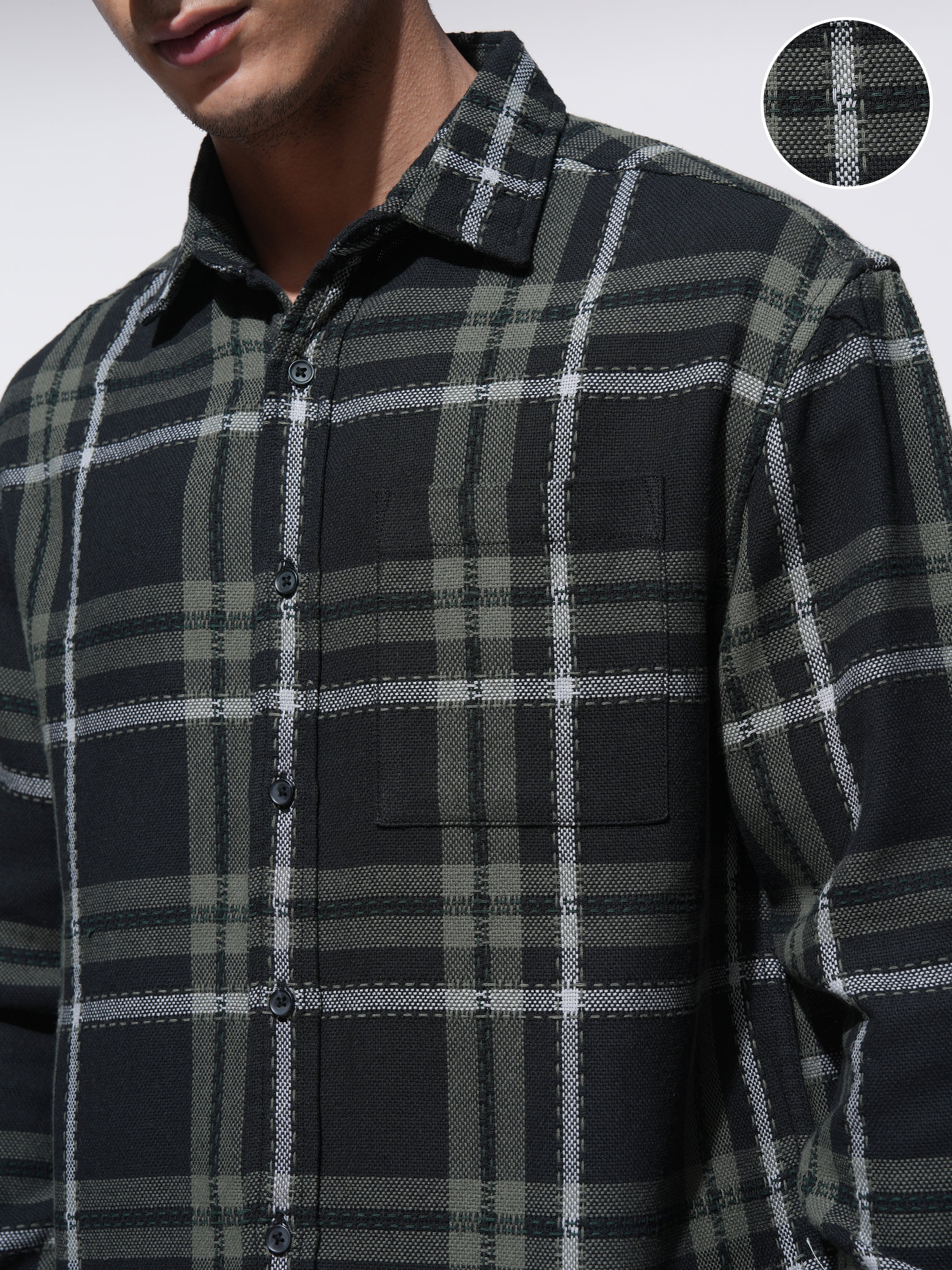 Highlander Men Black Checked Relaxed Fit Casual Shirt - Black - Image 5