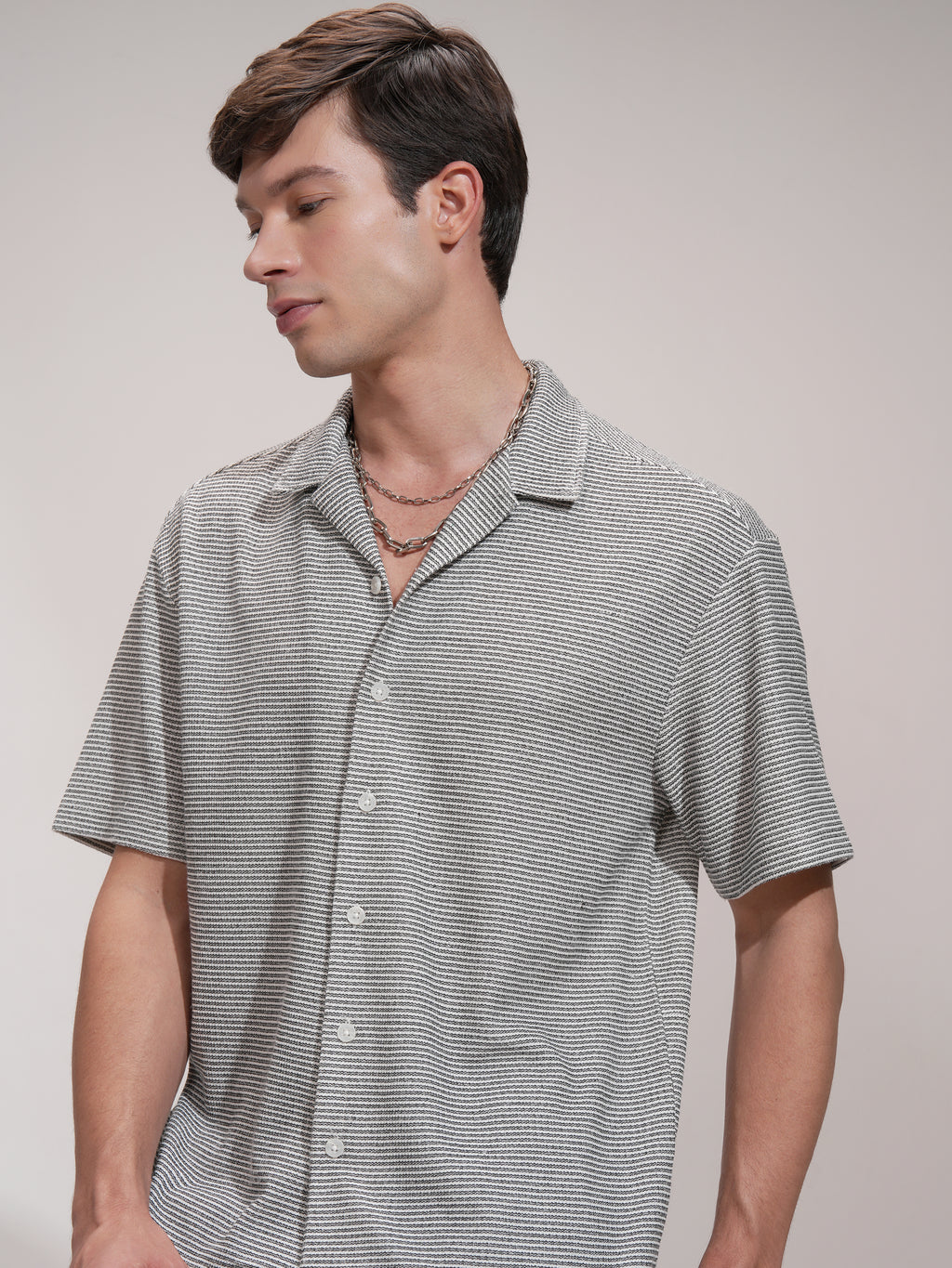 Highlander Men Black Self Design Relaxed Fit Casual Shirt - Black - Image 1