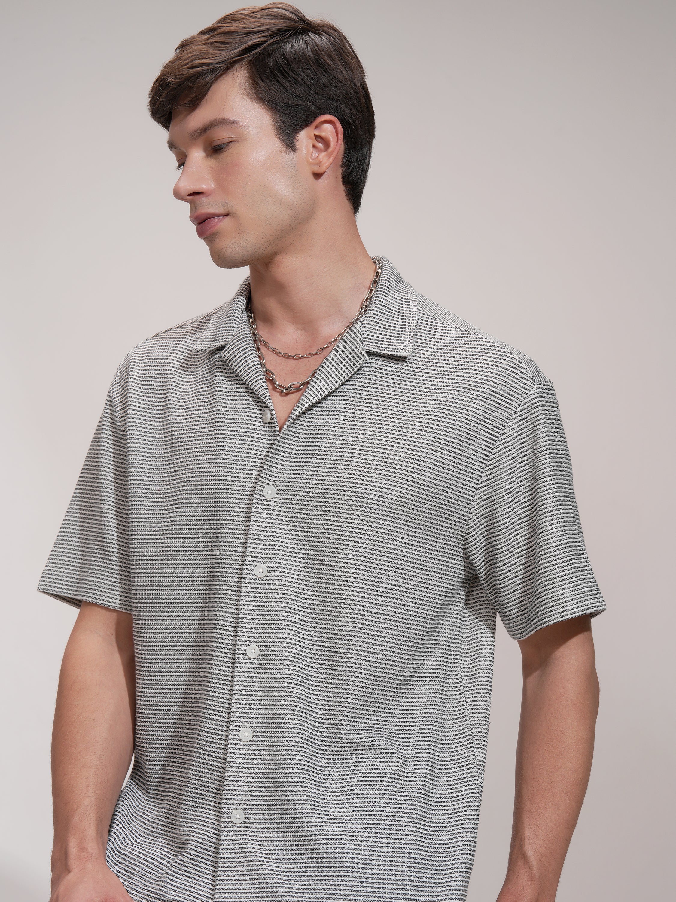 Highlander Men Black Self Design Relaxed Fit Casual Shirt - Black - Image 1