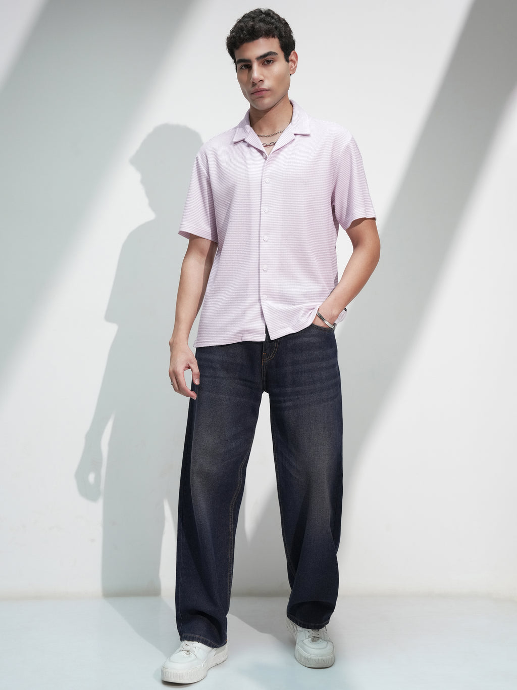 Highlander Men Mauve Self Design Relaxed Fit Casual Shirt - Mauve - Image 2