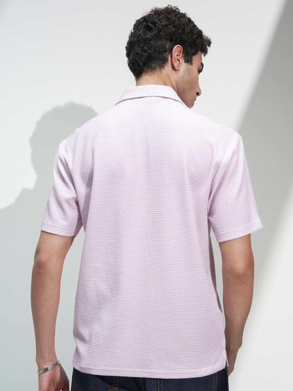 Highlander Men Mauve Self Design Relaxed Fit Casual Shirt - Mauve - Image 3