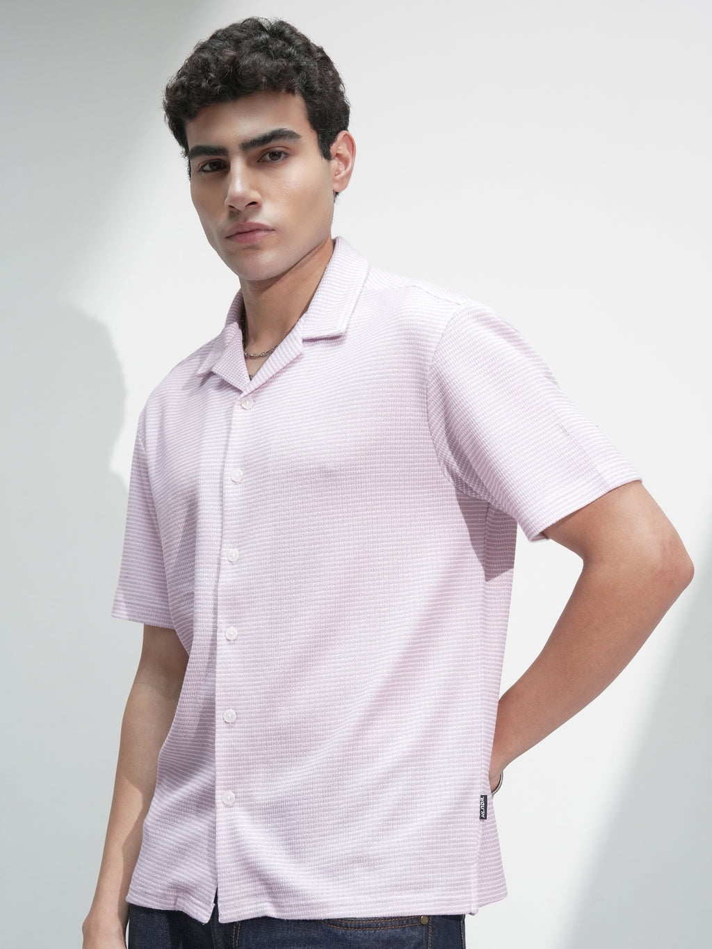 Highlander Men Mauve Self Design Relaxed Fit Casual Shirt - Mauve - Image 4
