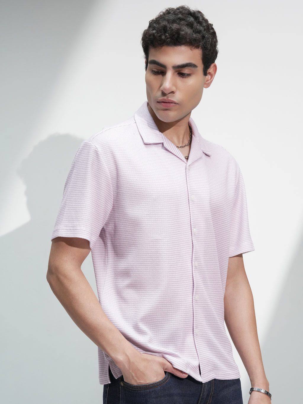 Highlander Men Mauve Self Design Relaxed Fit Casual Shirt - Mauve - Image 6