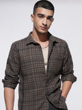 Highlander Men Brown Checked Slim Fit Casual Shirt - Brown - Image 1