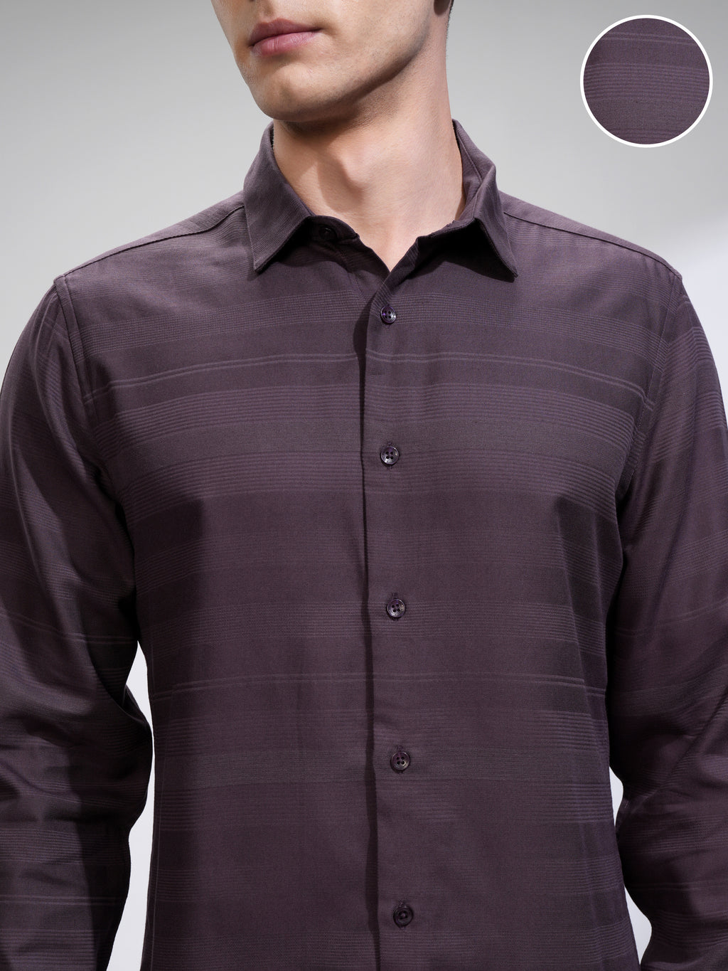 Highlander Men Purple Striped Slim Fit Casual Shirt - Purple - Image 5