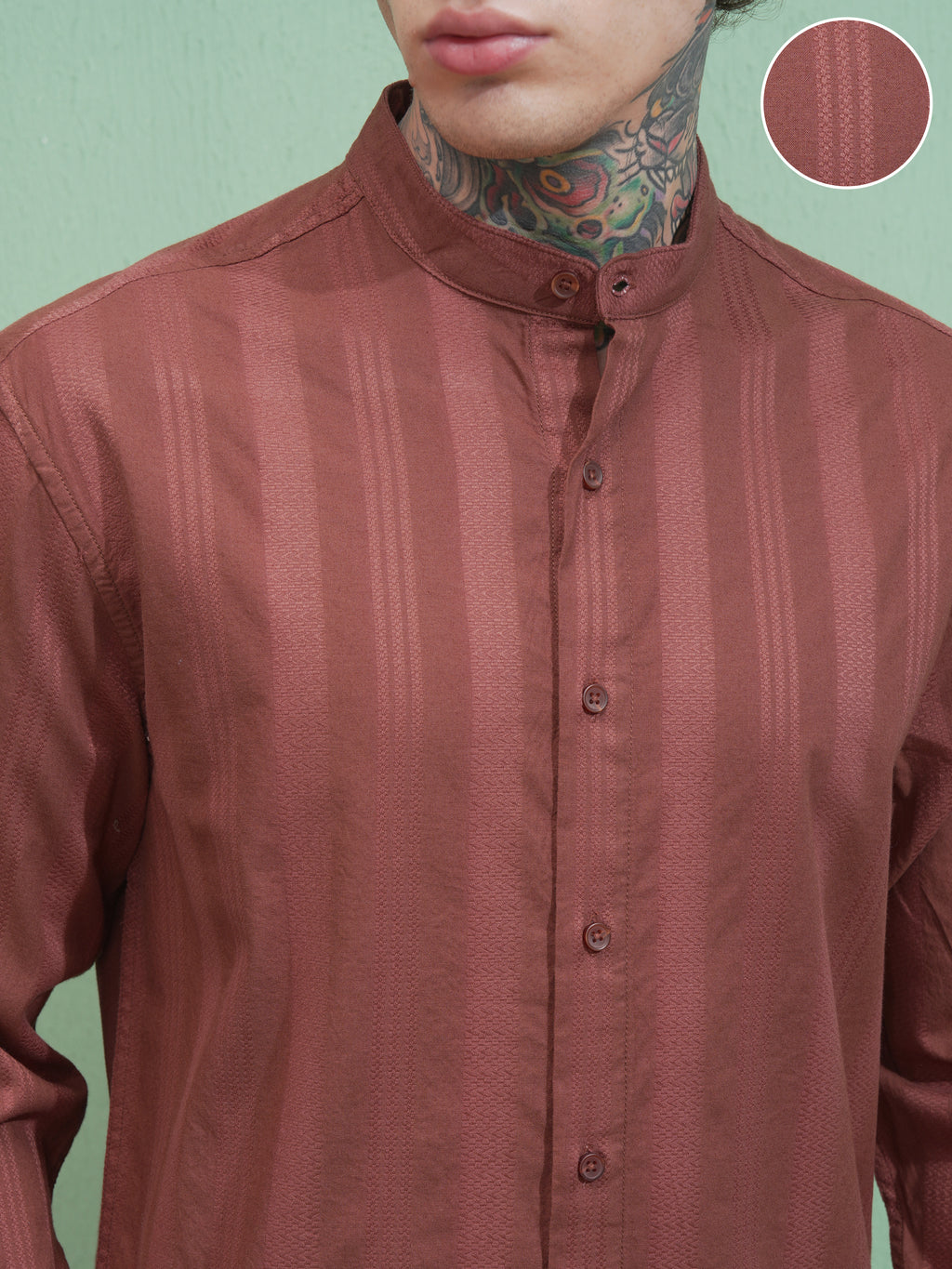 Highlander Men Brown Striped Relaxed Fit Casual Shirt - Brown - Image 5