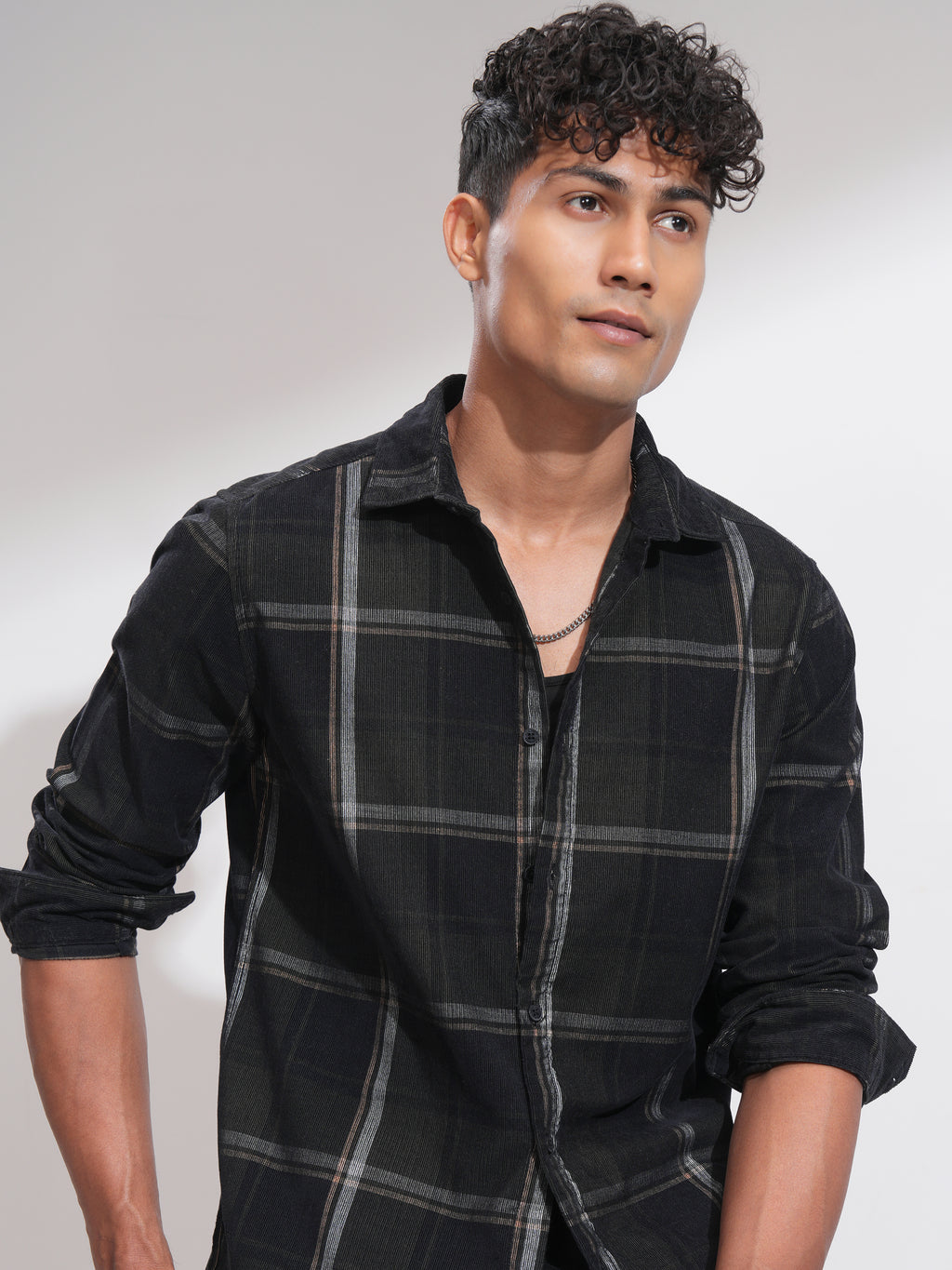 Highlander Men Black Checked Slim Fit Casual Shirt - Black - Image 1