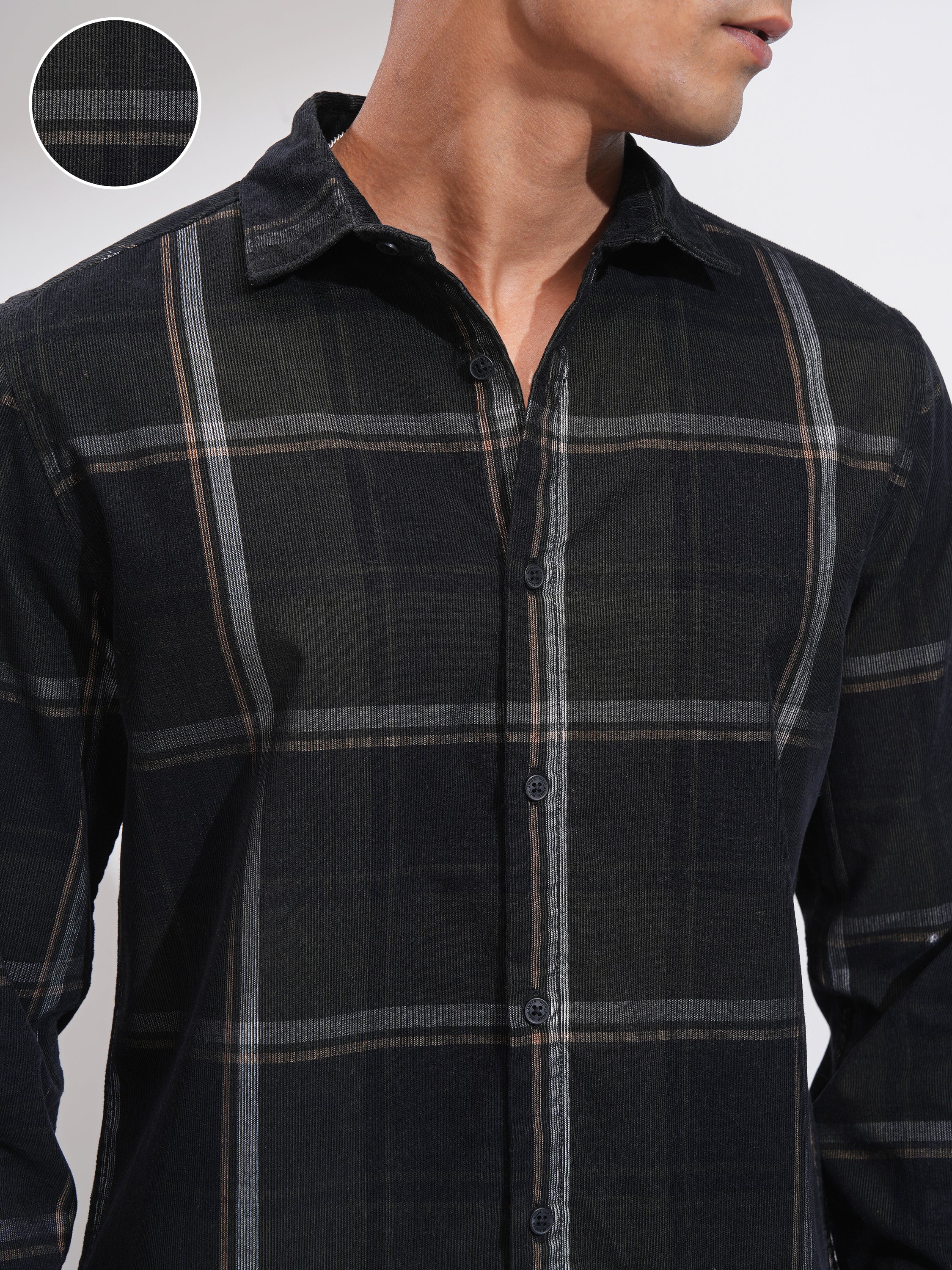 Highlander Men Black Checked Slim Fit Casual Shirt - Black - Image 5