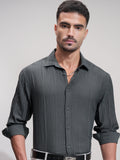 Highlander Men Grey Self Design Relaxed Fit Casual Shirt - Grey - Image 1